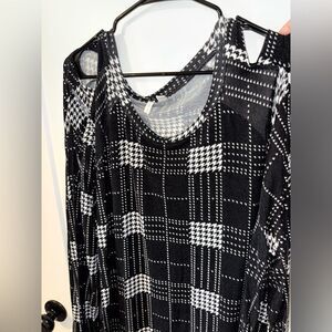 Cato Black and White Plaid Blouse